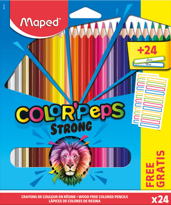 LAPIZ MAPED COLOR'PEPS STRONG 24 COLORES + 24 ETIQUETAS | 1 UNIDADES | (MAPED)