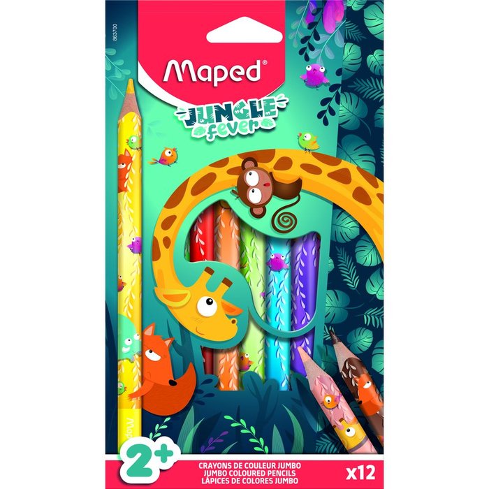 LAPIZ MAPED JUMBO JUNGLE FEVER 12 COLORES | 1 UNIDADES | (MAPED) Imagen principal del producto
