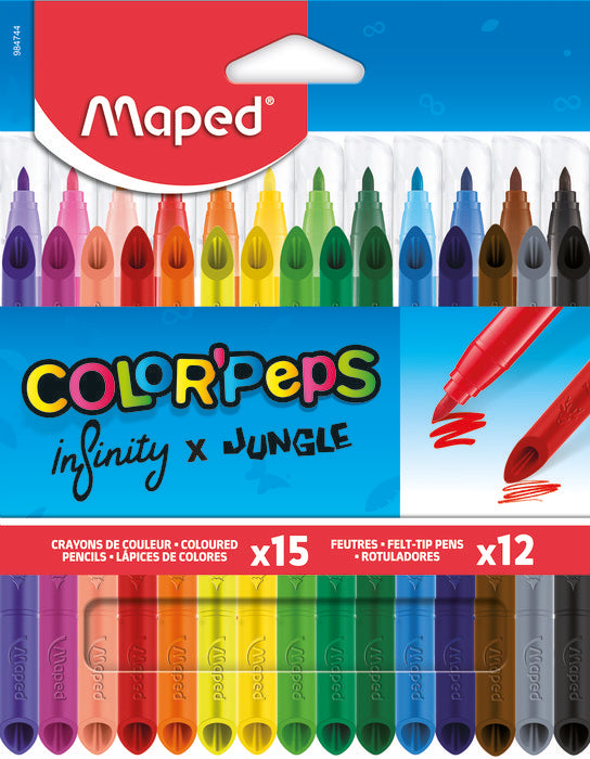 Pack 15 Lapices Infinity y 12 Rotuladores Color Peps Surti MAPED