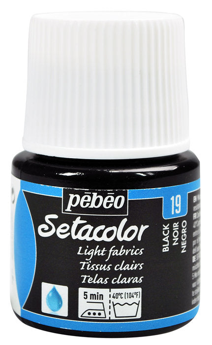 PINTURA SETACOLOR TEJIDOS CLAROS 45 ML NEGRO | PEBEO | ENVASE 5 UDS. UNIDAD | 33167863290196