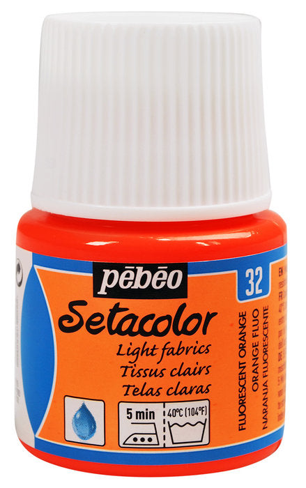 PINTURA SETACOLOR TRANSPARENT 45 ML 32 NARANJA FLUORESCENTE | PEBEO | ENVASE 5 UDS. UNIDAD | 33167863290325