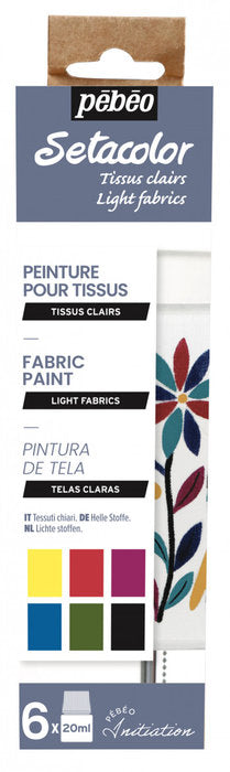 PINTURA SETACOLOR TEJIDOS CLAROS 20 ML 6 COLORES SURTIDOS | PEBEO | 1 UNIDAD | 3167867564827