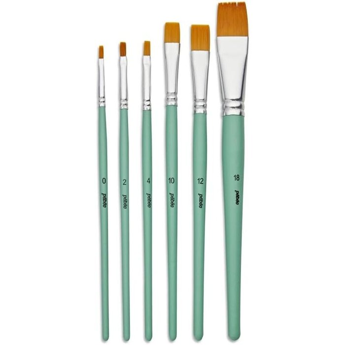 BOLSA 6 PINCELES MANGO CORTO POLIAMIDA DORADA PLANO SURTIDO | PEBEO | 1 UNIDAD | 3167869523105