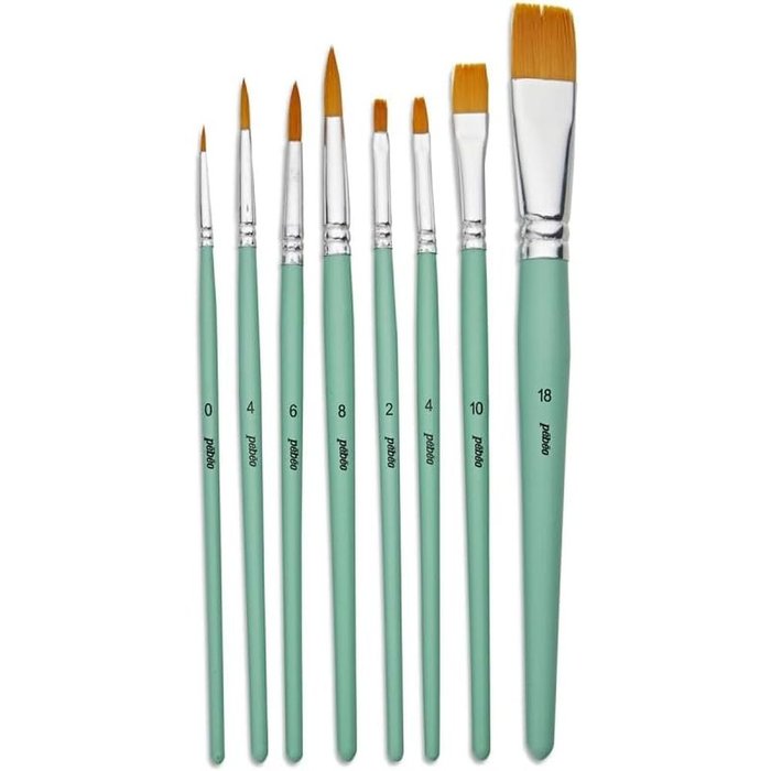 BOLSA 8 PINCELES MANGO CORTO POLIAMIDA DORADA PLANO N°2,4, | PEBEO | 1 UNIDAD | 3167869523129