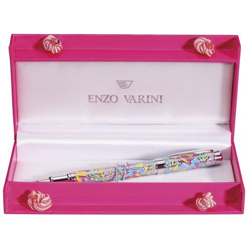 Pluma Enzo Varini Palazzo Cloisi Motivo Floral Turquesa Marca Enzo Varini