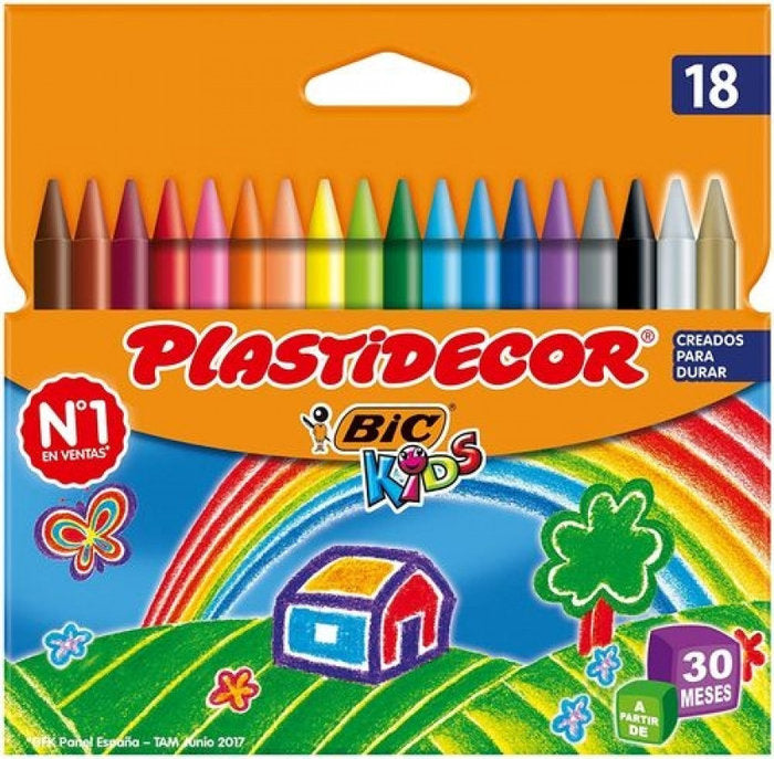 CERA PLASTIDECOR 18 COLORES SURTIDOS | 12 UNIDADES | (PLASTIDECOR) Imagen principal del producto