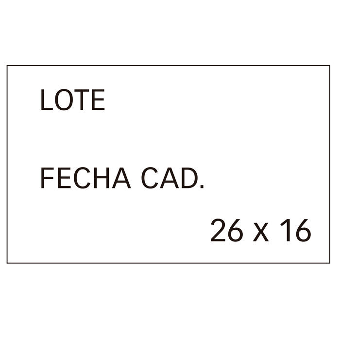 ETIQUETAS 26X16MM BLANCO ADHESIVO REMOVIBLE LOTE+CADUCIDAD | 1 UNIDADES | (APLI)