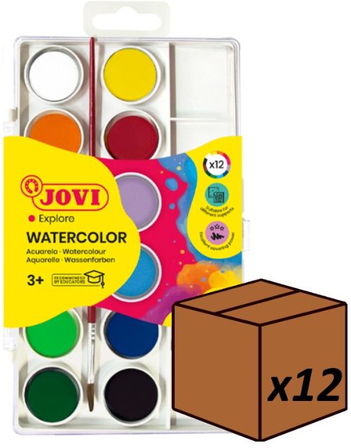 (Pack 12u.) estuche plastico 12 acuarelas jovi colores surtidos Imagen principal del producto