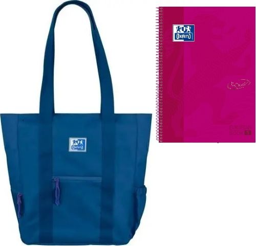Bolso tote bag b-trendy 34x32x12 color azul marino oxfbag + regalo ebook1