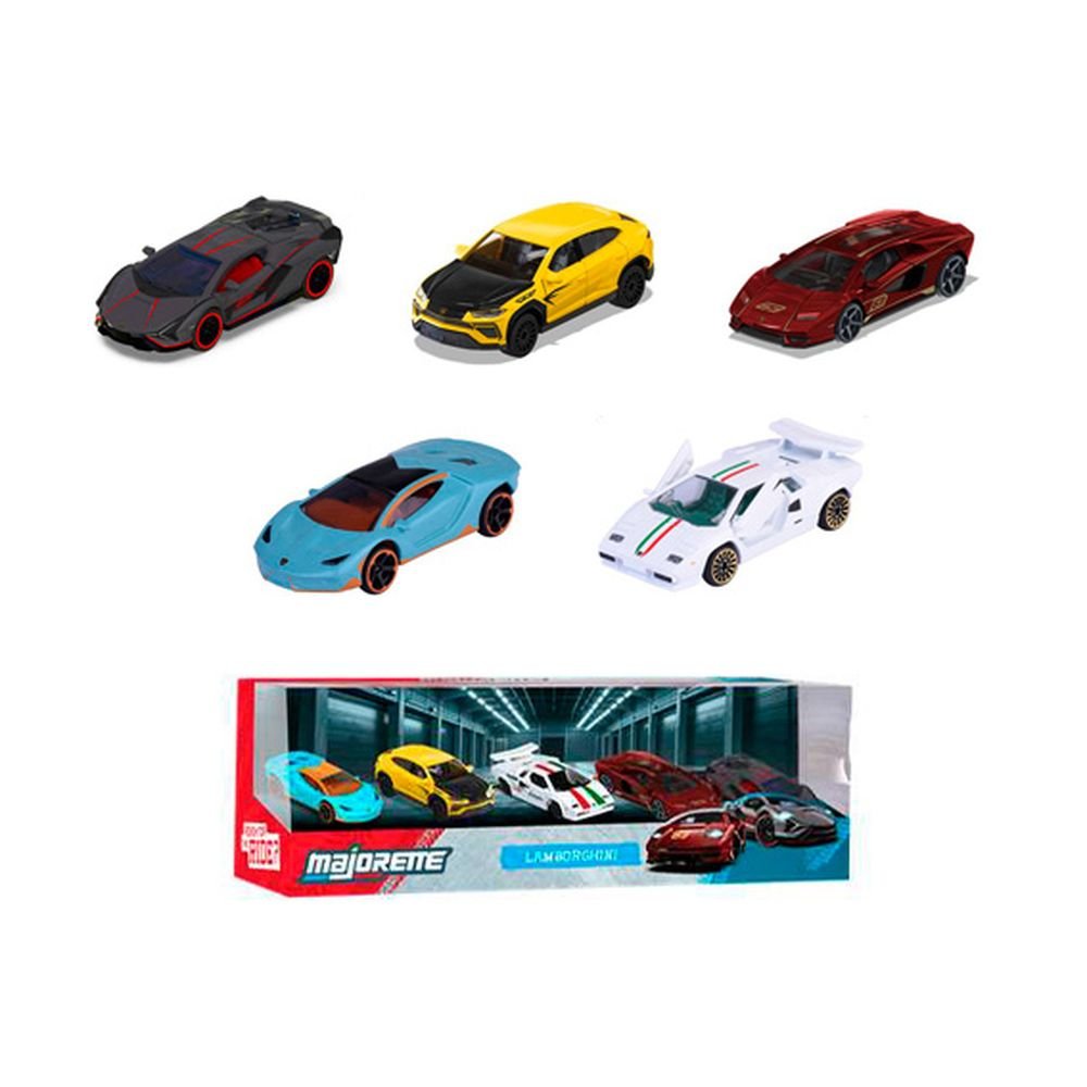 Set 5 Coches Lamborghini Majorette para niños y coleccionistas