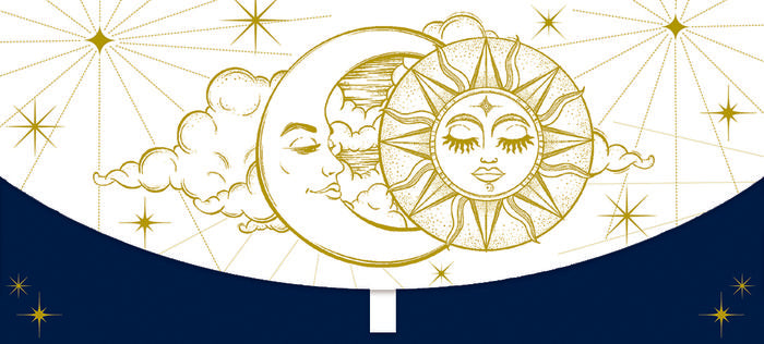 SOBRE DE REGALO AZUL Y BLANCO CON LUNA Y SOL | 6 UNIDADES | (PICTURA) Imagen principal del producto
