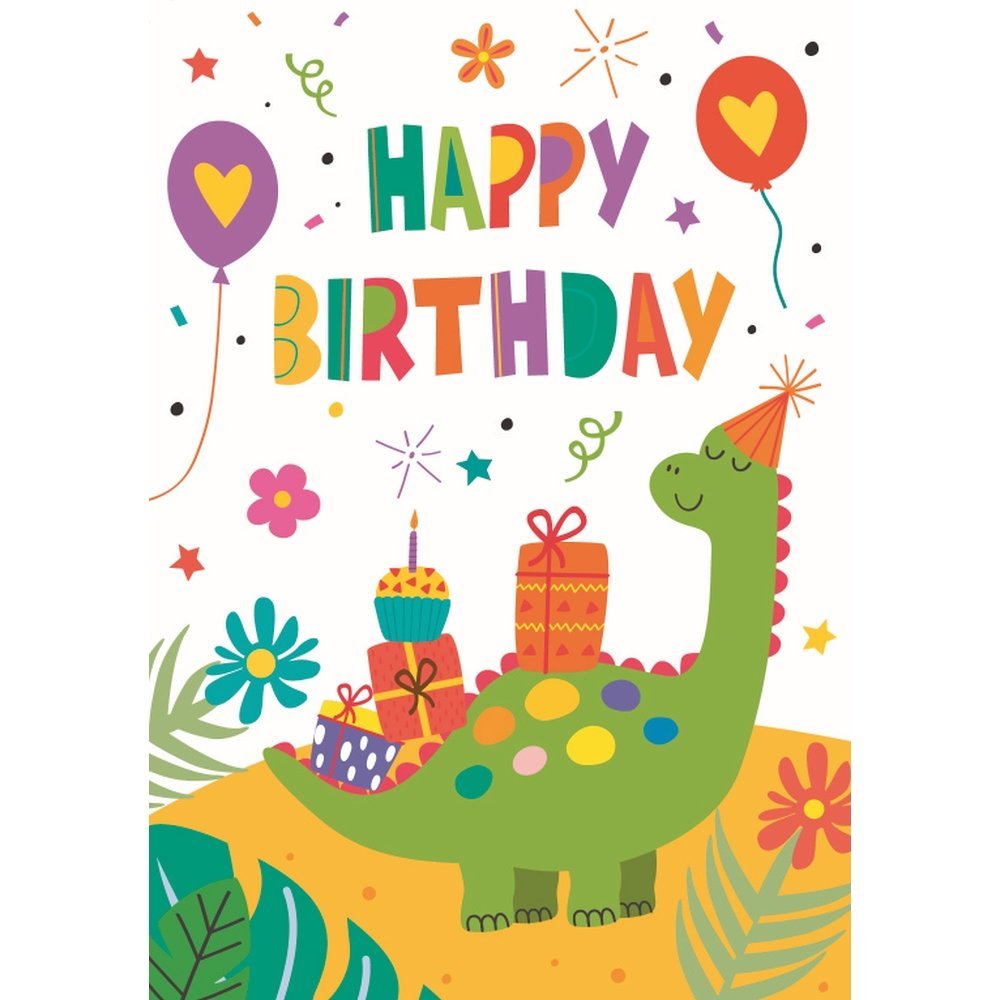 Tarjeta Felicitacion Zig-zag Dinosaurios 15x22 cm PICTURA