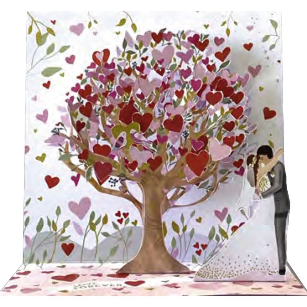 Tarjeta 3D Boda Árbol Corazón Pictura 16x16 cm Imagen principal del producto