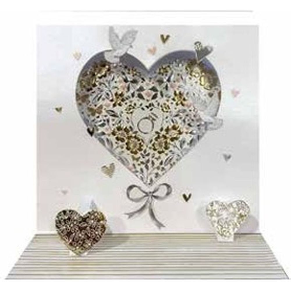 Tarjeta 3D Boda Corazones Pictura 16x16 cm
