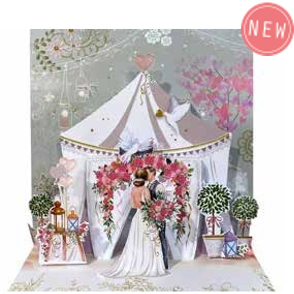 Tarjeta 3D boda pareja frente a la tienda 16x16 cm Pictura Imagen principal del producto