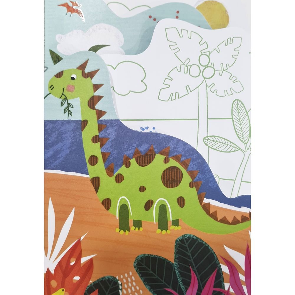 Tarjeta Felicitación para Colorear Dinosaurio PICTURA