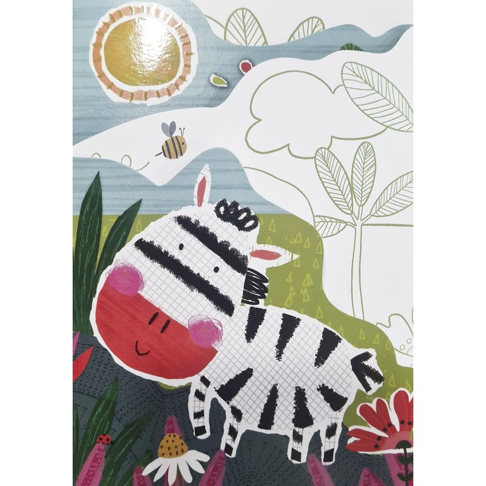 Tarjeta felicitación para colorear cebra Pictura 11.7 x 16.7 cm Imagen principal del producto