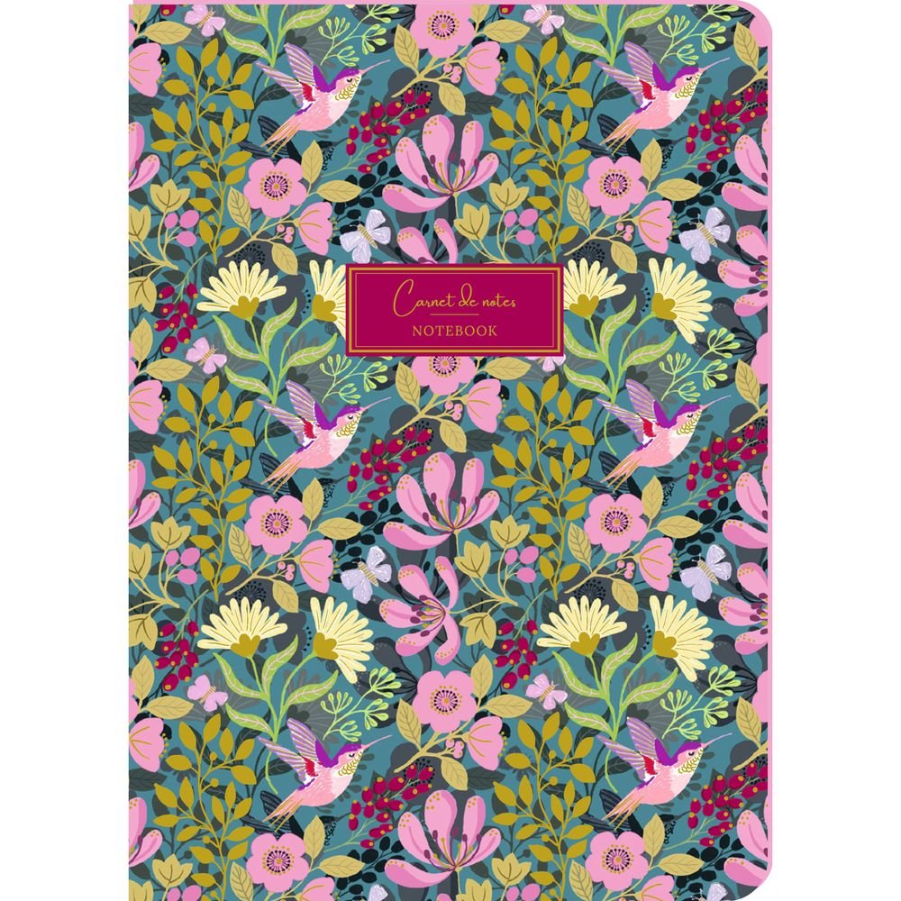 Cuaderno A5 Tapa Rígida Ciruela Pájaros Flores Pictura