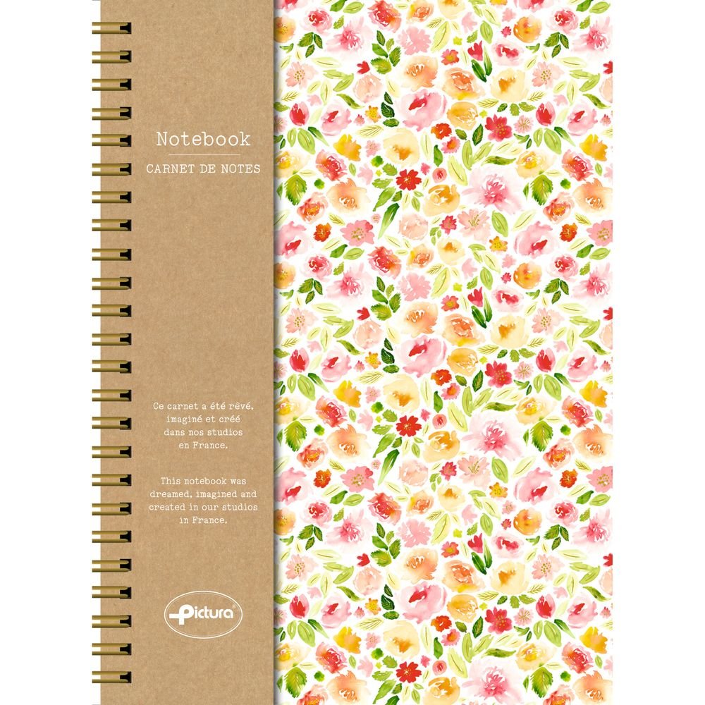 Cuaderno A5 Espiral Naturelles Estampado Floral 128 H Rayad PICTURA