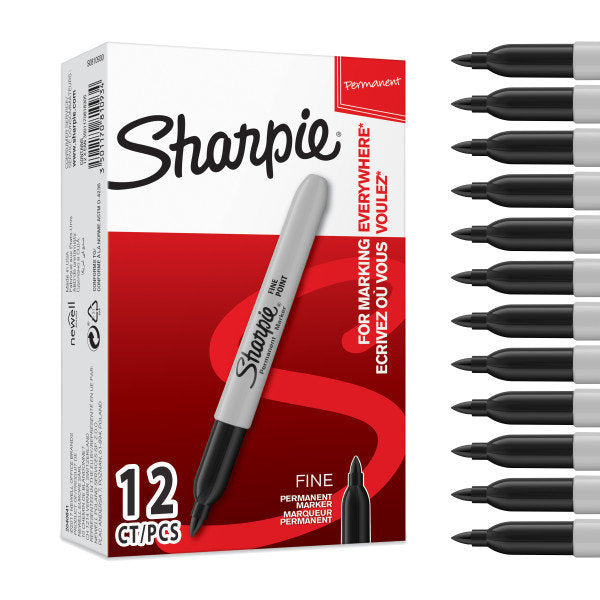 Rotulador Sharpie Permanente Punta Fina Negro | Sharpie | Pack 12 Unidades