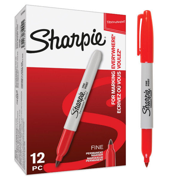 Rotulador Sharpie Permanente Punta Fina Rojo | Sharpie | Pack 12 Unidades
