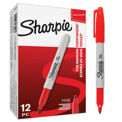 Rotulador Sharpie Permanente Punta Fina Rojo | Sharpie | Pack 12 Unidades