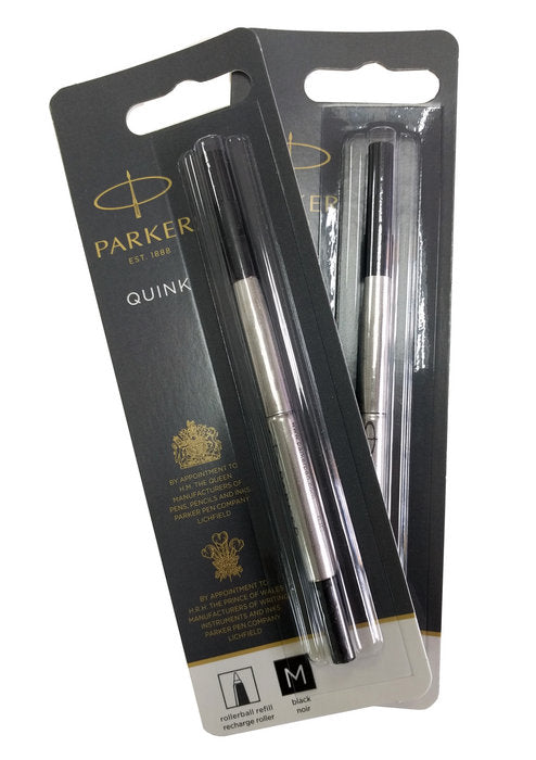 Recambio bolígrafo roller Parker negro medio, pack 12 unidades