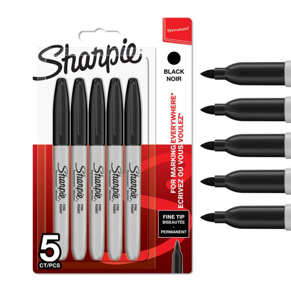 Blister 5 Rotuladores Sharpie Permanente Punta Fina Negro Imagen principal del producto