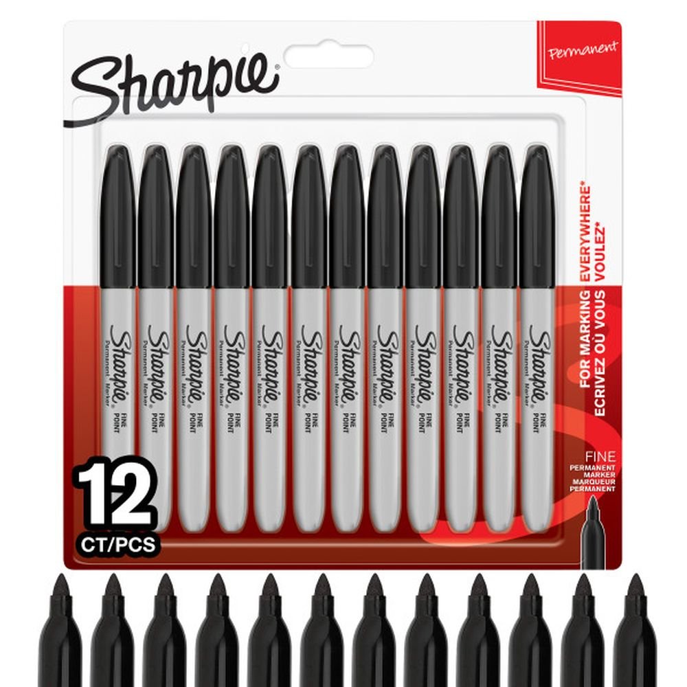 Rotulador Sharpie Permanente Punta Fina Negro Pack 12