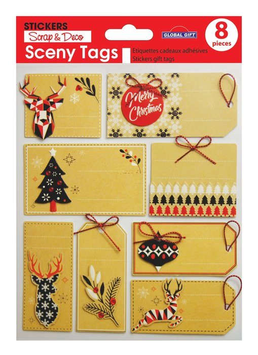 PEGATINAS SCENY TAG NAVIDAD ESTILO ESCANDINAVO KRAFT | GRUPO ERIK EDITORES STICKERS | ENVASE 10 UDS. UNIDAD | 3510055401112 Imagen principal del producto