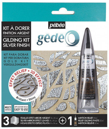 Kit para Dorar 3 Hojas Efecto Espejo Plata Pebeo