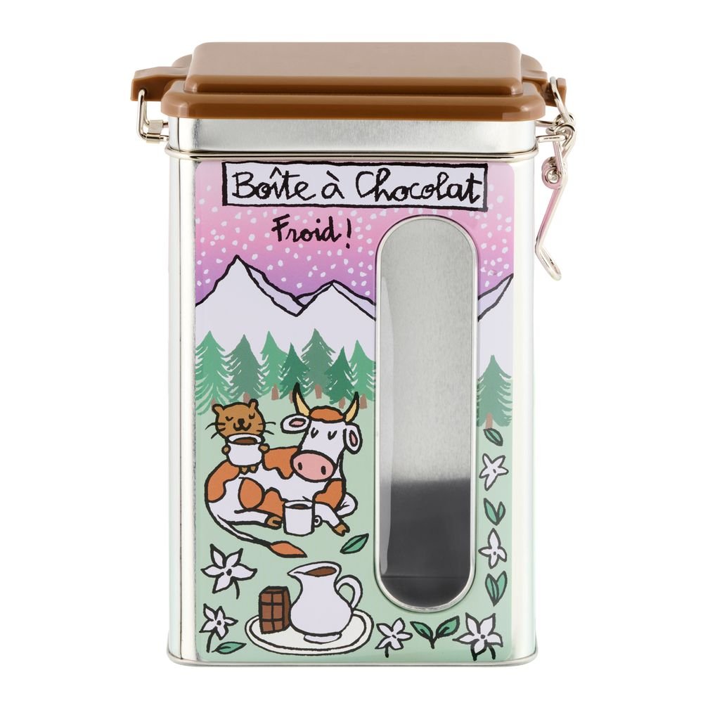 Caja metálica con ventana hermética cacao Marmotas DERRIERE LA PORTE