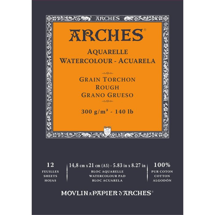 Bloc encolado 14,8x21 cm Arches 12H Grueso 300G