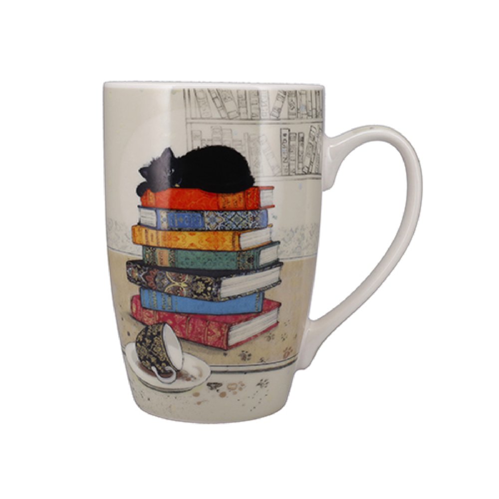 TAZA CERAMICA 490ML + CAJA GATO MONTAÑA LIBROS | KIUB | 1 UNIDAD | 3700572784397