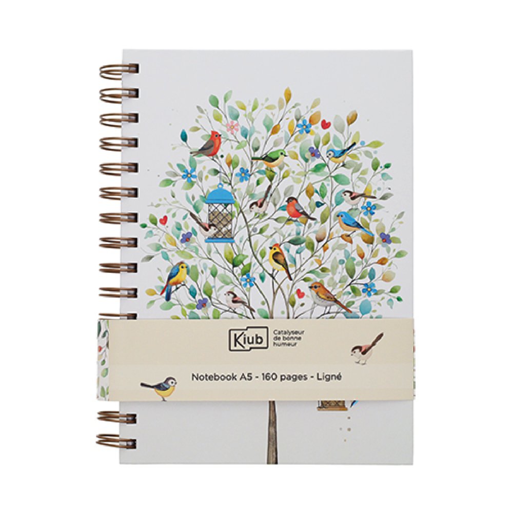 Cuaderno Notas Espiral A5 160H Lineas Árbol Pajaritos KIUB Imagen principal del producto