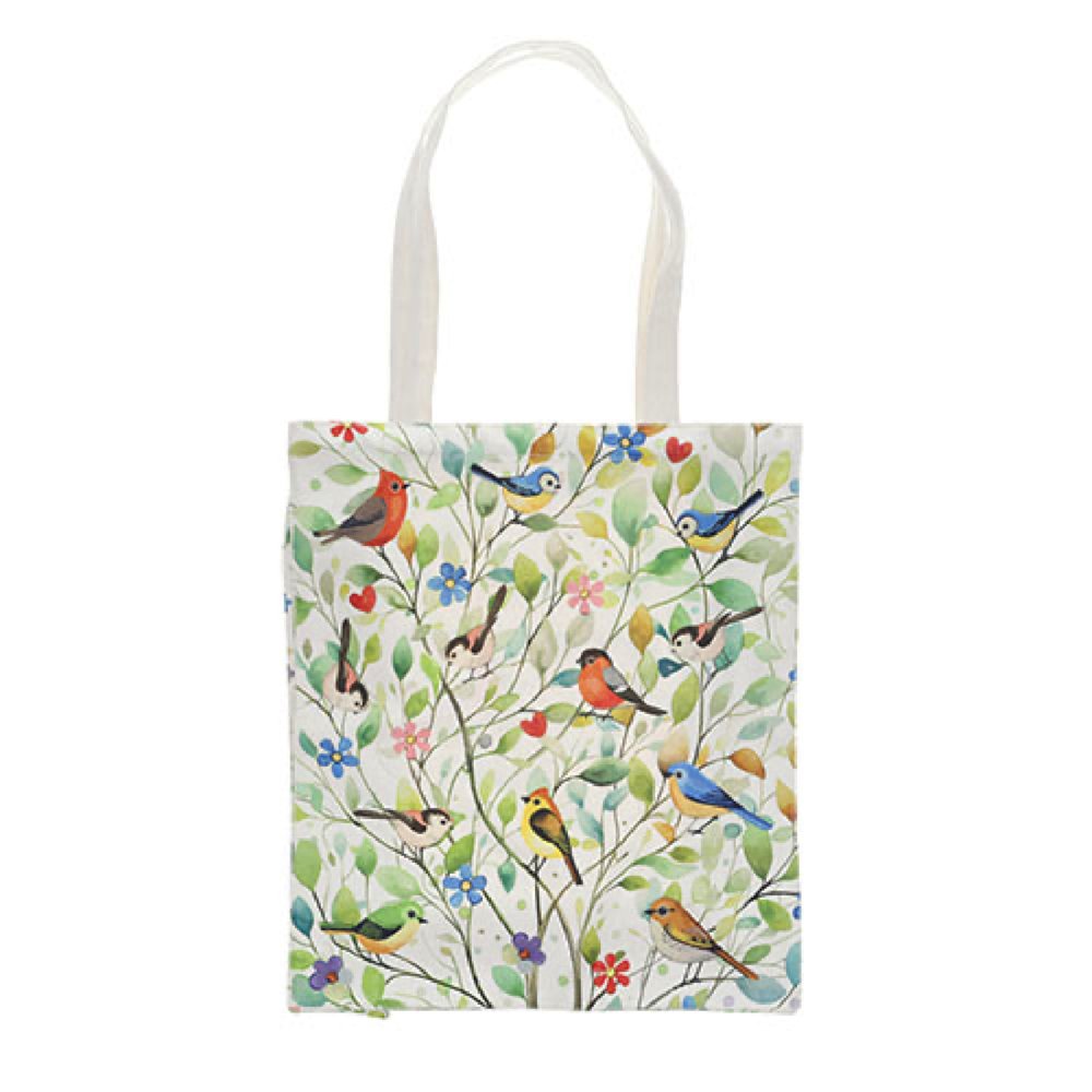 BOLSA DE TELA SHOPPING CON ASAS FLORES PAJARITOS | KIUB
