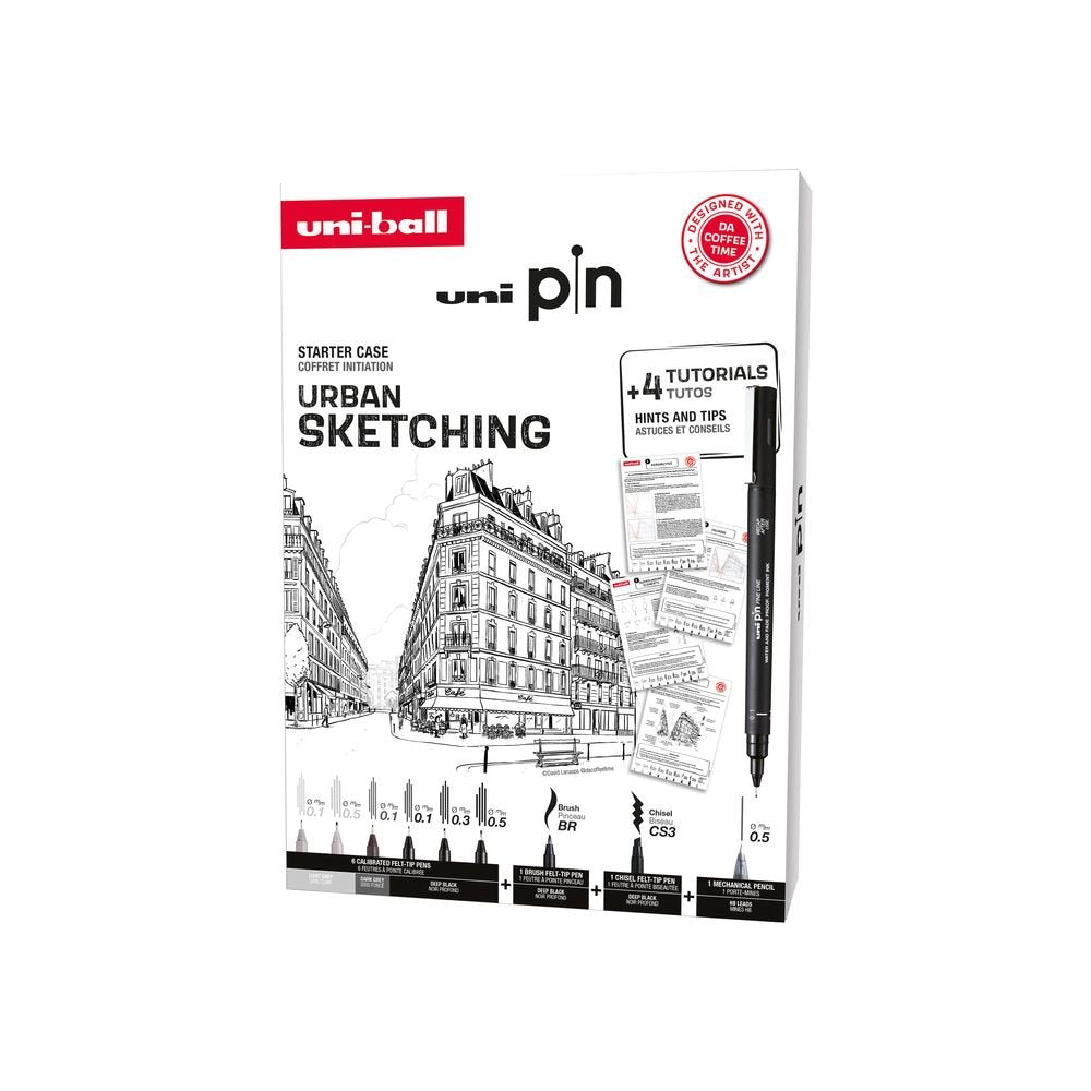Set Uniball Pin Urban Sketching Starter Kit 8 Graduaciones Marca Uni-Ball