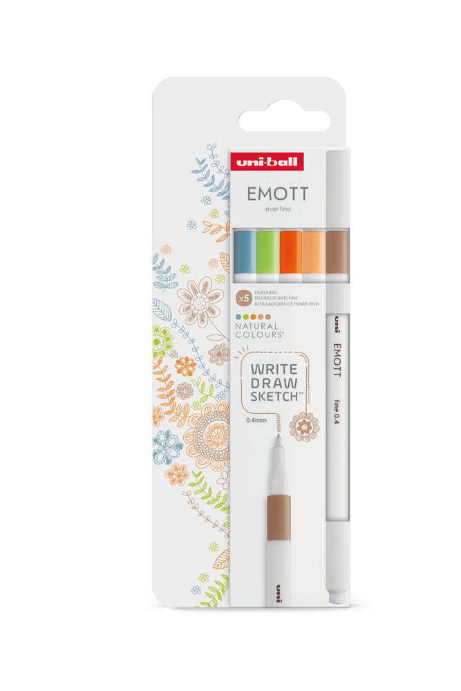 Set 5 Rotuladores Emott Colores Naturaleza | Uni-Ball | Pack 1 Unidades Imagen principal del producto