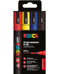 Rotulador Uni Posca Pc-5m Estuche 4 Colores Básicos