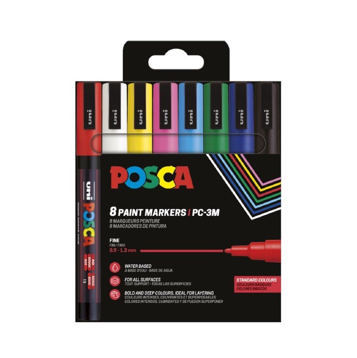 Rotulador Uni Posca Pc-3M 8 Colores Basicos | Posca | Pack 1 Unidades Imagen principal del producto