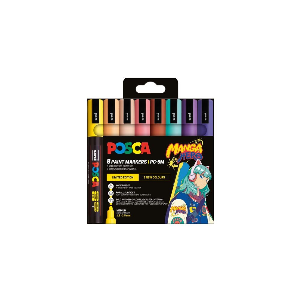 Rotulador Posca Pc-5m 8 Colores Manga Hero Imagen principal del producto