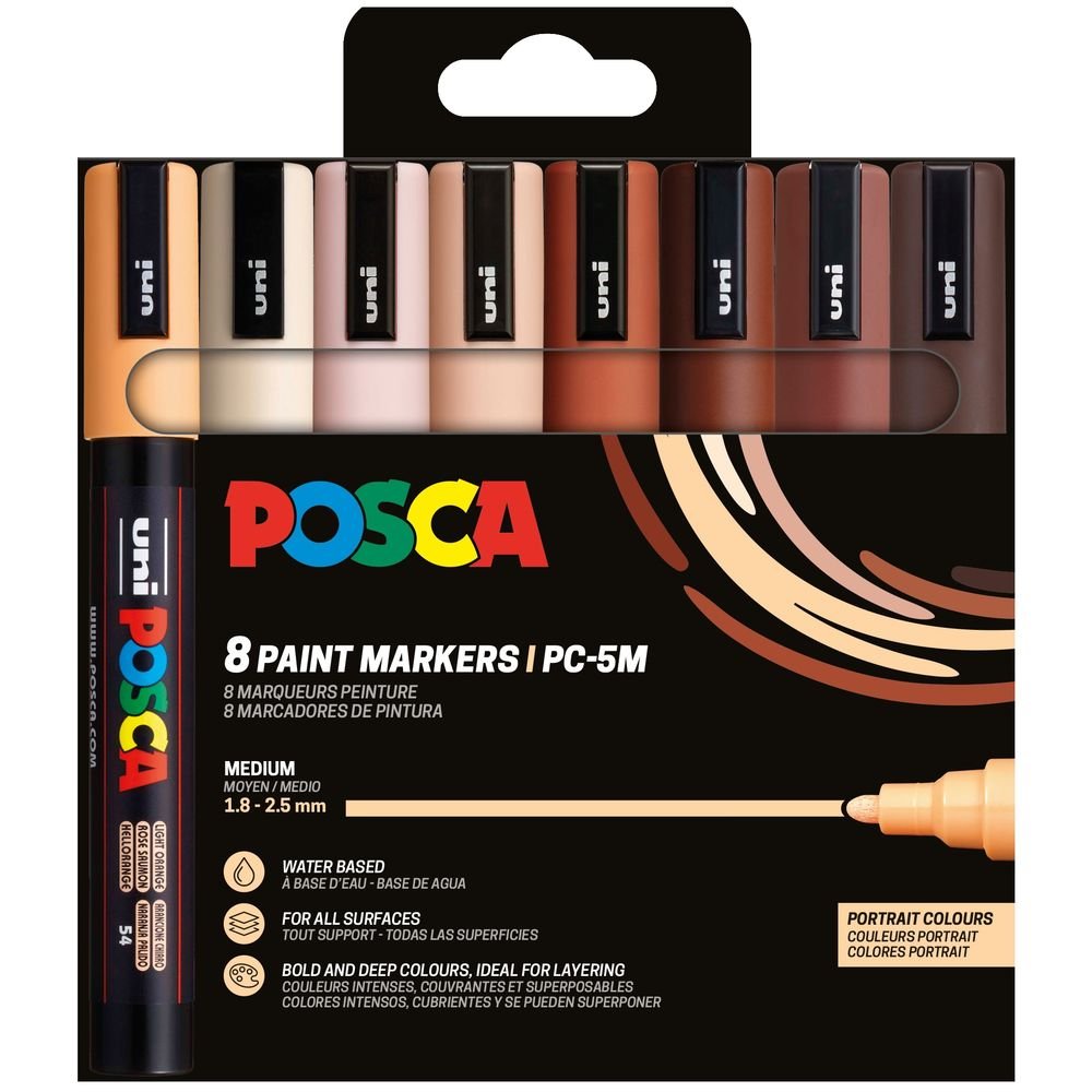 Rotulador Uni Posca PC-5M Set 8 Colores Retrato