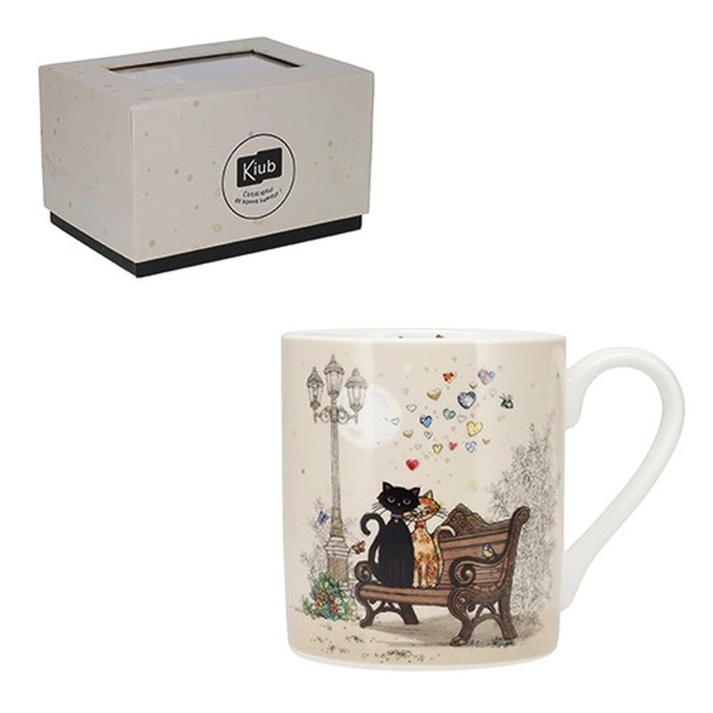 Taza Porcelana Pareja de Gatos 280 ml y Caja de Regalo KIUB Imagen principal del producto