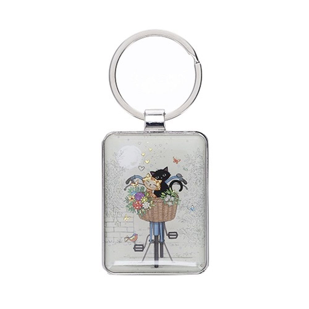 Llavero rectangular gatos bicicleta KIUB