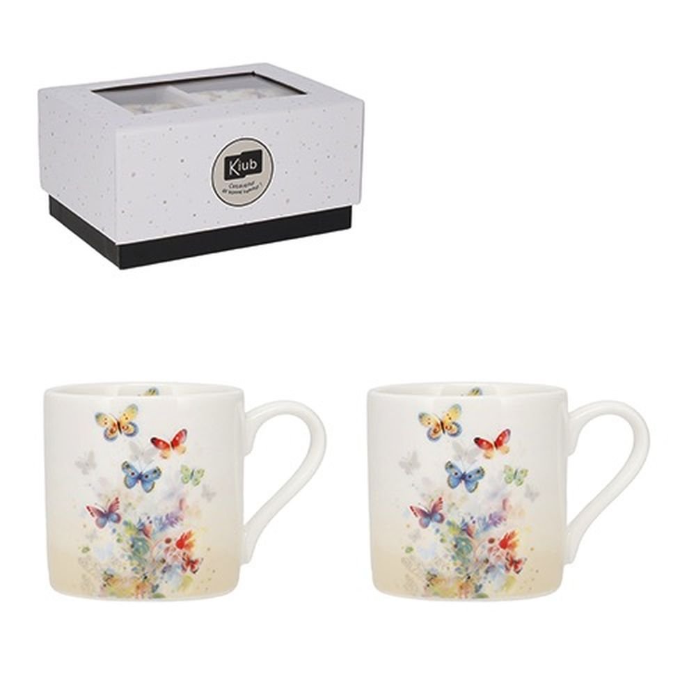 Set 2 Tazas de Café Mariposas y Caja Regalo KIUB