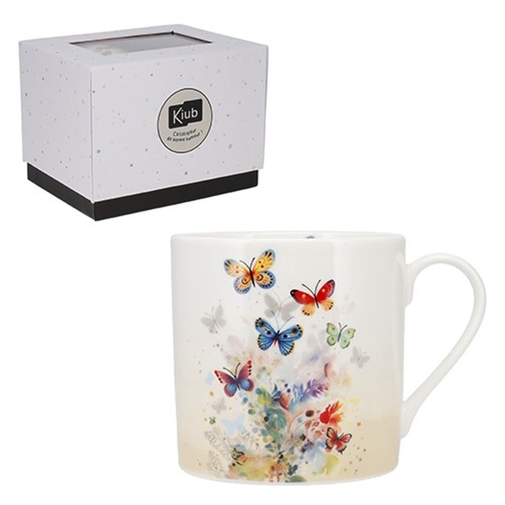 Taza porcelana mariposas 425 ml con caja regalo KIUB