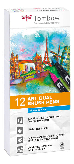 Rotulador Tombow Dual Brush Set 12 Colores Primarios | Tombow | Pack 1 Unidades