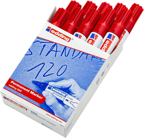 Rotulador Edding 550 Rojo, pack de 10 unidades