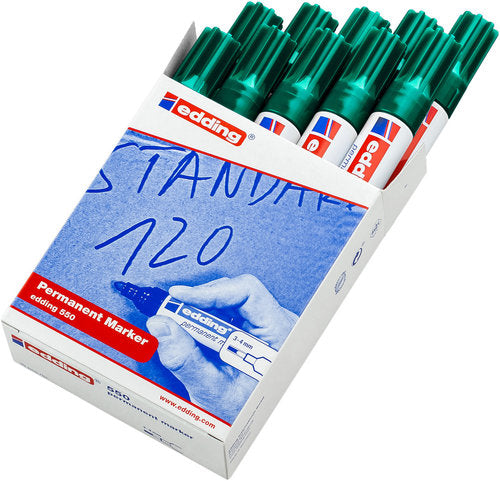 Rotulador Edding 550 verde, pack 10 unidades