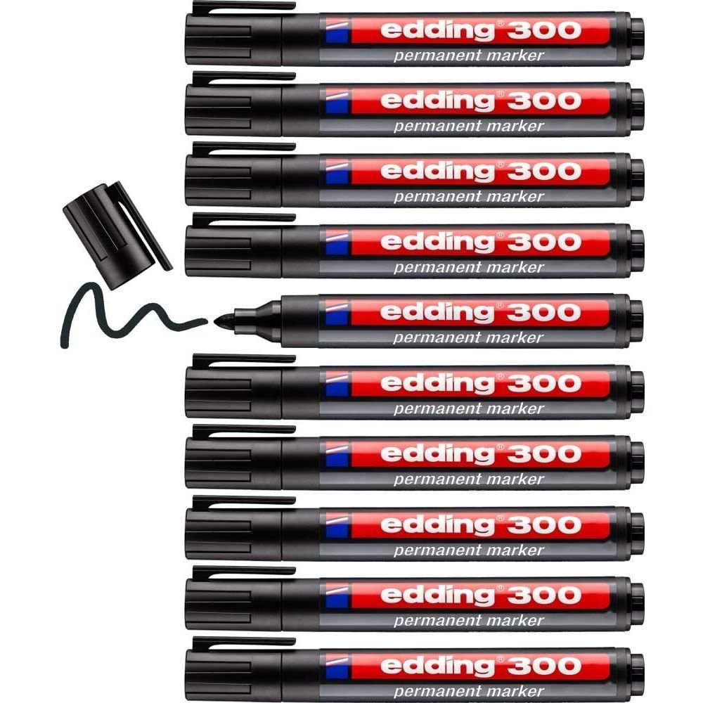 Rotulador Permanente Edding 300 Negro Punta Redonda 1,5-3Mm | Edding | Pack 10 Unidades Imagen principal del producto